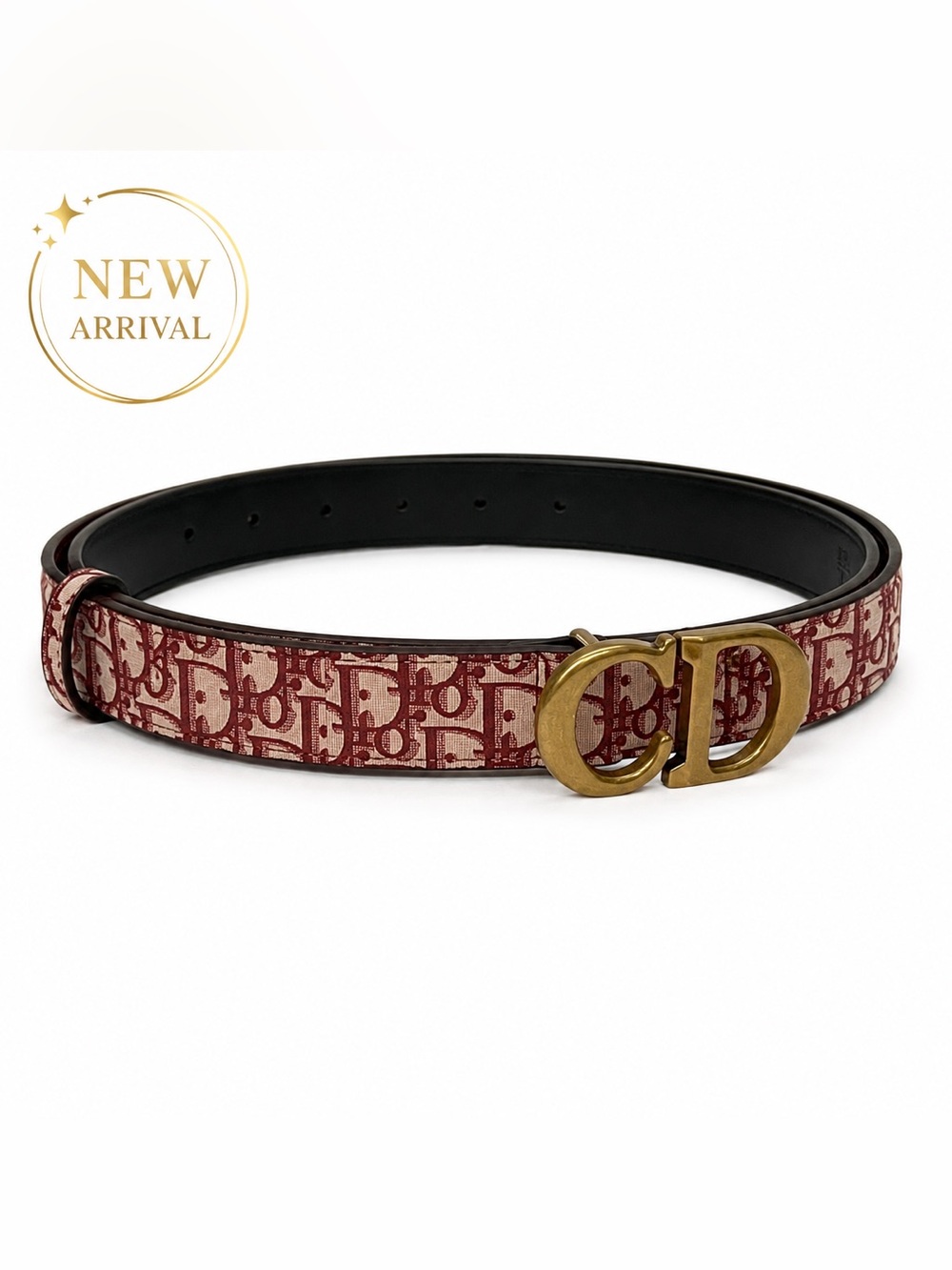 ✨ Women’s Oblique logo Buckle Belt – Burgundy & Beige ✨
